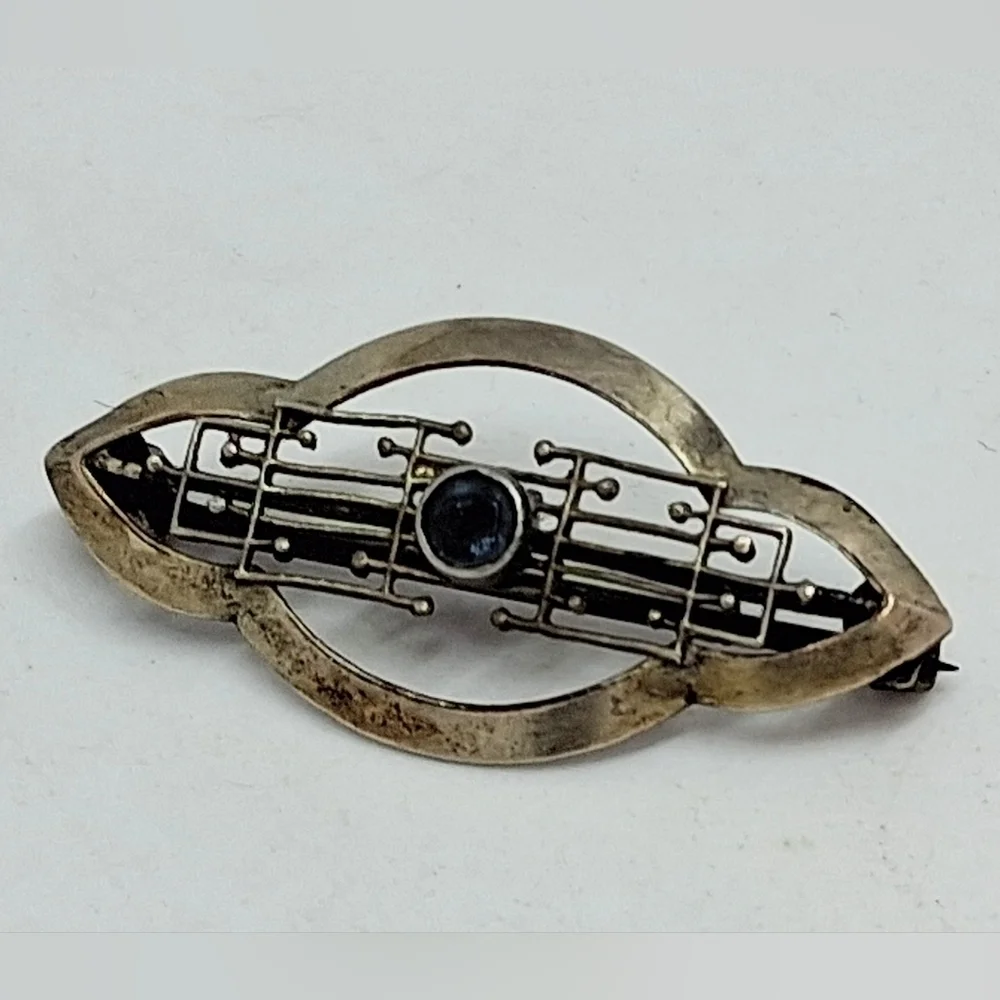 * Vintage Antique PSCO Art Deco Gold Tone Pin Brooch
